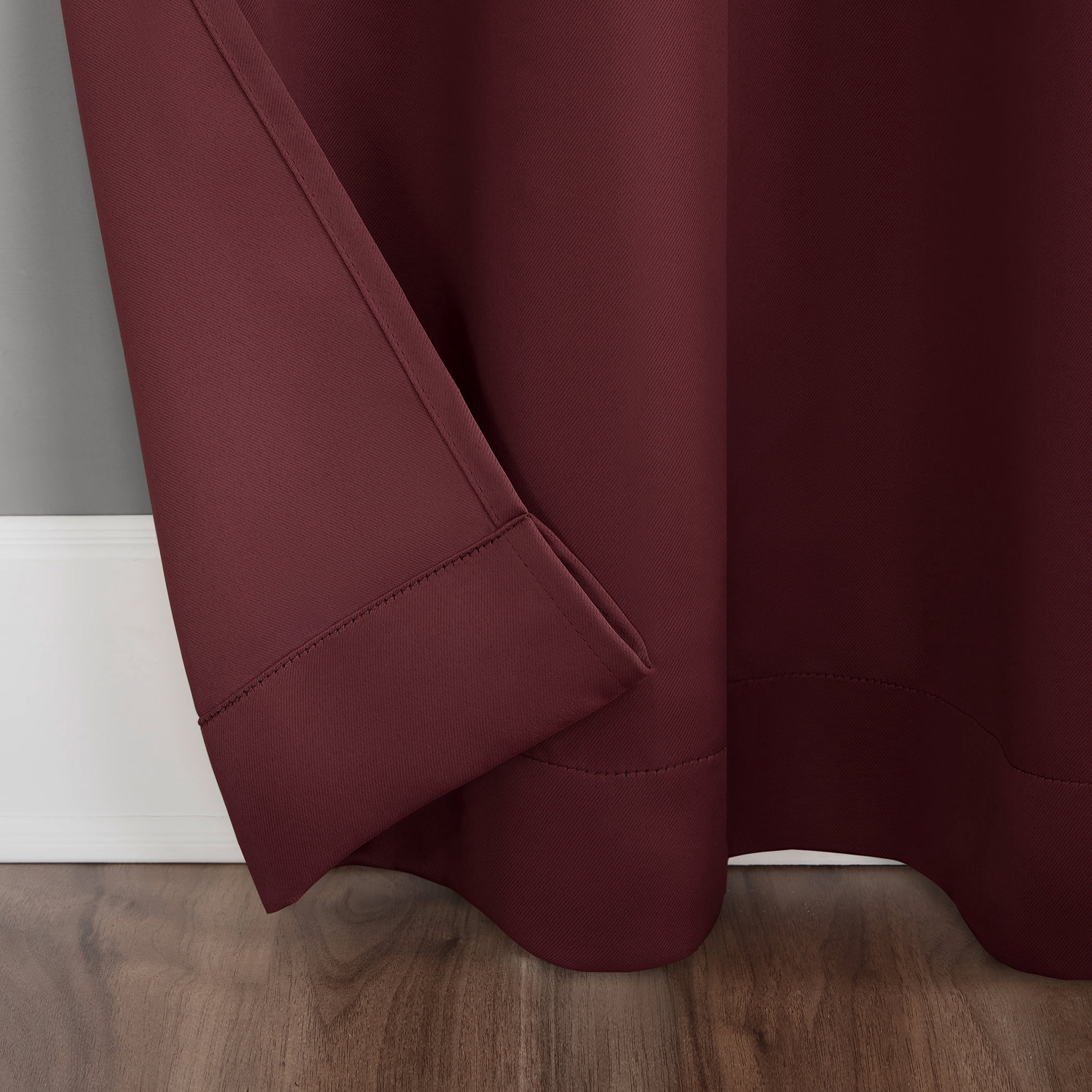Sun Zero Nolan Energy Efficient Blackout Grommet Single Curtain Panel, 40" x 108", Wine