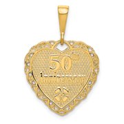 Carat in Karats 10K Yellow Gold 50Th Anniversary Pendant Charm (29mm x 20mm)