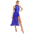 thumbnail image 2 of inhzoy Womens Lyrical Dance Dress Shiny Flowy Ballet Leotard Dancewear Royal Blue XL, 2 of 10