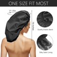 thumbnail image 2 of Auban Gorro de ducha extra grande, doble capa, impermeable, reutilizable, forro de satén XL, gorro de ducha para mujeres, pelo largo y grueso, trenzas (negro), 2 of 9