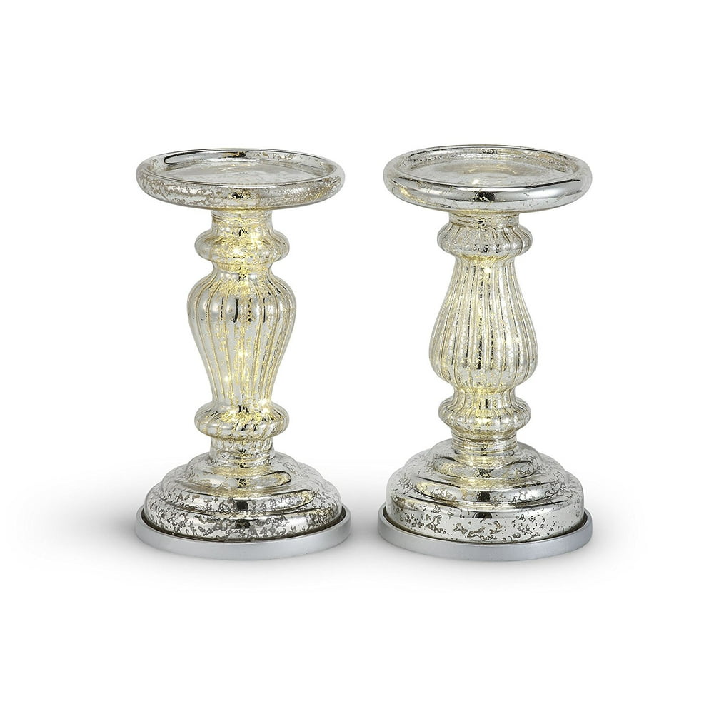 Mercury Glass Table Decor Accents, Set of 2 8.5" Lit ...