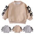 thumbnail image 6 of Ulanda Girl's Y2k Sweatshirt Neck Drop Shoulder Long Sleeve Pullover Tops (Coffee, 4-6 Years), 6 of 9