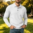 thumbnail image 4 of Mifsaly Mens Long Sleeve Shirts Waffle Knit Lapel Collar Blouses Casual Daily Golf Shirts for Spring Fall White,XL, 4 of 8