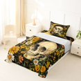thumbnail image 5 of Homewish Spooky Skull Skeleton Twin Sheets,Daisy Floral Bedding,Halloween Bed Set,3pcs,1 Fitted Sheet and 1 Pillowcase, 5 of 6
