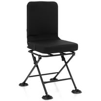 YYAo Portable Folding Chair, Folding Camp and Beach Chair, Swivel Folding Chair with Backrest and Padded Cushion-Black