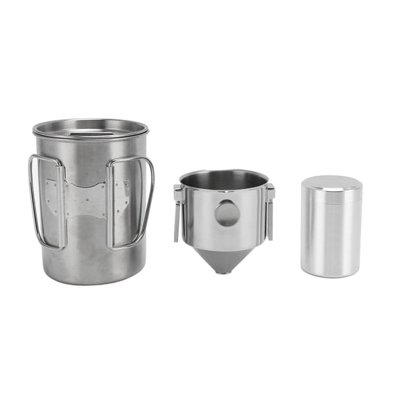 BIMZUC Portable Stainless Steel Pour Over Coffee Maker Set – 3‑Piece Travel, Camping & Office Cup with Foldable Filter & Jar