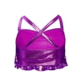 thumbnail image 4 of Haitryli Big Girls Jazz Dance Shirt Shiny Glittery Sequins Sleeveless Halter Crisscross Back Metallic Crop Top Purple 16, 4 of 5