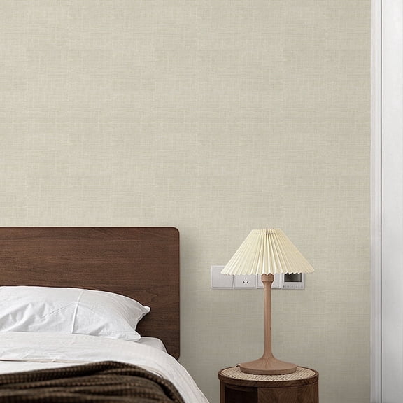 Peel and Stick Wallpaper 15.7-in x 118-in Textured Faux Grasscloth Self-Adhesive Linen Removable Papaer Cabinets Counter Top Liners Beige