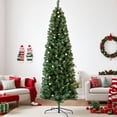 thumbnail image 4 of Bingirl 6.5ft Pencil-Style Prelit Christmas Tree with Partially Flocked and Frosted Appearance, PVC Branch Tips, Foldable Stand - Full and Realistic for Christmas Decor, 4 of 7