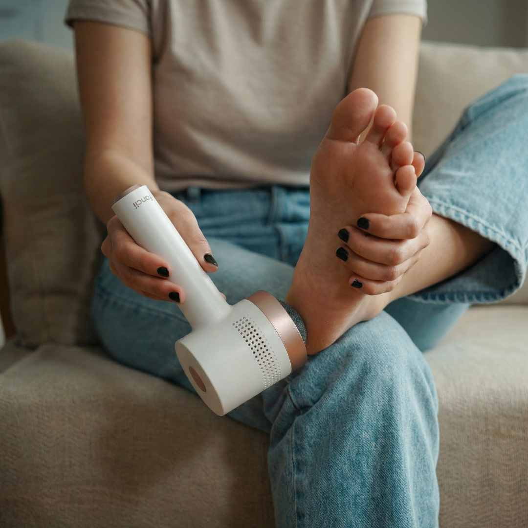 Fancii Cali Electric Foot File Callus Remover, Rechargeable with Built-in Vacuum – Mess-Free, Painless, Powerful Pedicure Tool Kit for Smooth Feet - Removes Hard, Cracked, Dead Skin (White)