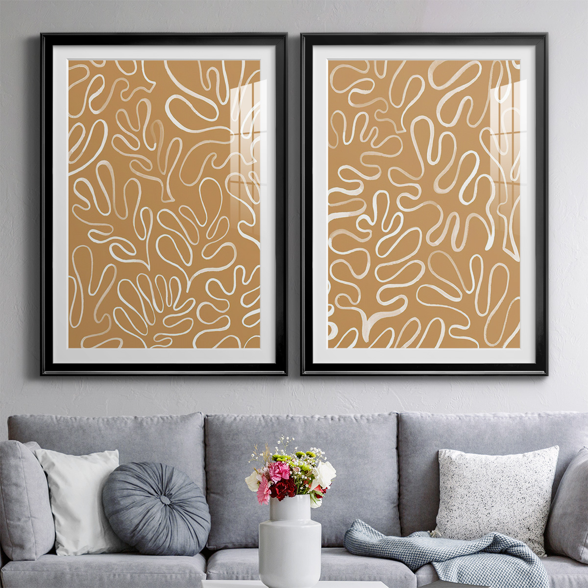 Wexford Home Matisse Pieces I Premium Framed Print, 30.5" x 42.5" - Ready to Hang, Black (Set of 2)