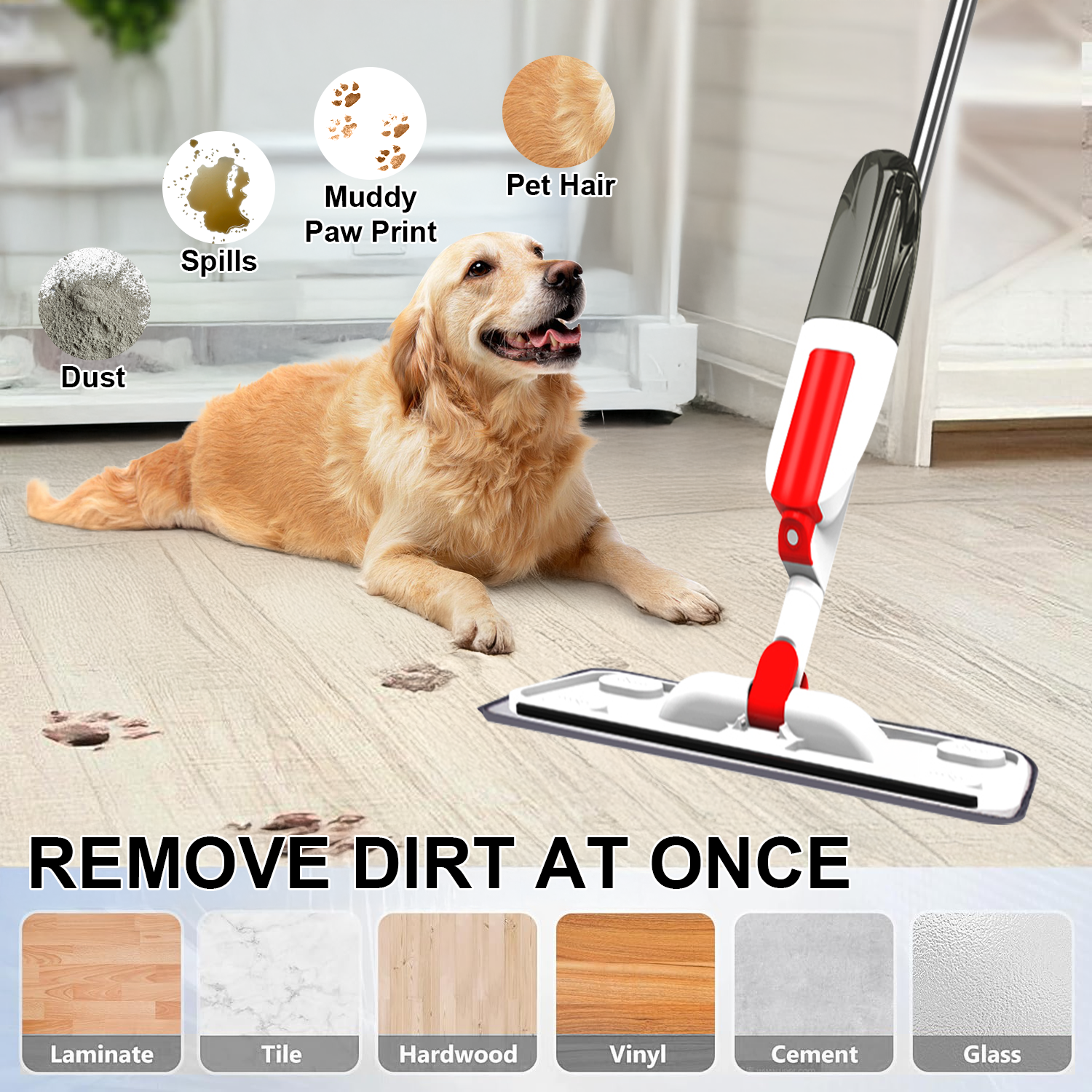 Fuvuan Spray Mop with 350ML Refillable Tank photo 7