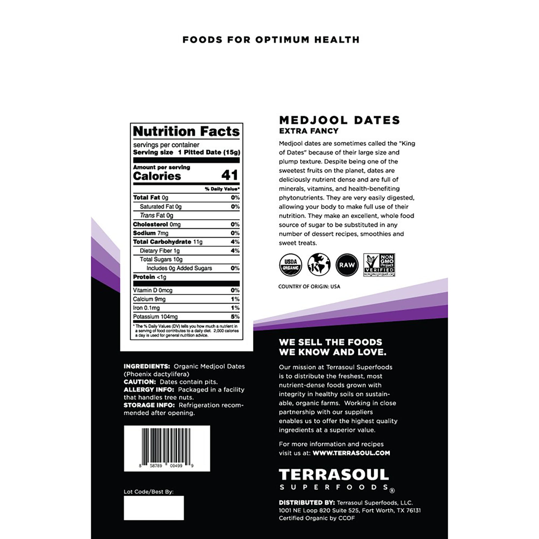 Terrasoul Superfoods Organic Medjool Dates, 4 Lbs (2 Lbs 2- Pack) - Soft Chewy Texture | Sweet Caramel Flavor | Farm Fresh