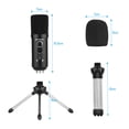 thumbnail image 3 of Riwcyla USB Condenser Microphone Computer Mic Kit with Desktop Metal Tripod Stand Windscreen USB Cable for Recording Live Streaming Online Singing Meeting Teaching, 3 of 6