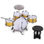 ammoon Children Kids Drum Set Musical Instrument Toy 5 Drums with Small Cymbal Stool Drum Sticks for Boys Girls
