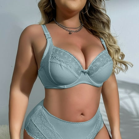 BYHONG Women s Plus Size Lingerie Ultra Thin Cup Semi Transparent Lace Sexy Full Cup Bra with A Side Nipple Top Bars for Women Grey 42
