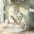 thumbnail image 3 of Furniture of America Mergo Table d'Appoint Carrée en Bois Chromé et Blanc, 3 of 7