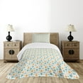 thumbnail image 4 of Ambesonne Teal and White Quilted Bedspread Set 2 Pcs, Eastern Mosaic, Twin Size, Turquoise Orange White, 4 of 5