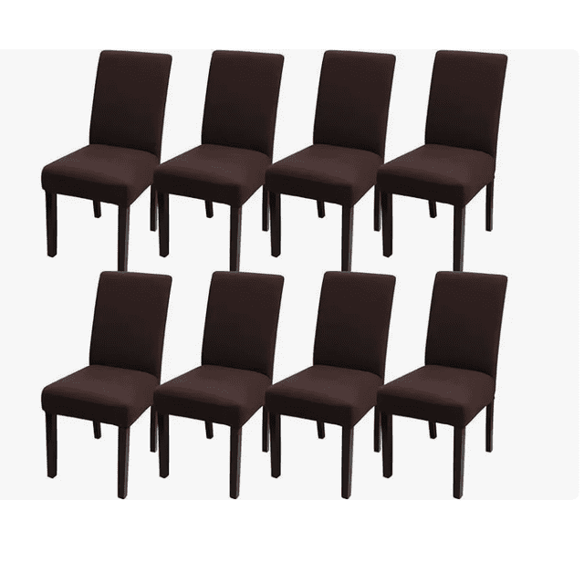 8 Fundas Lisas Elásticas Protectoras Para Silla color cafe