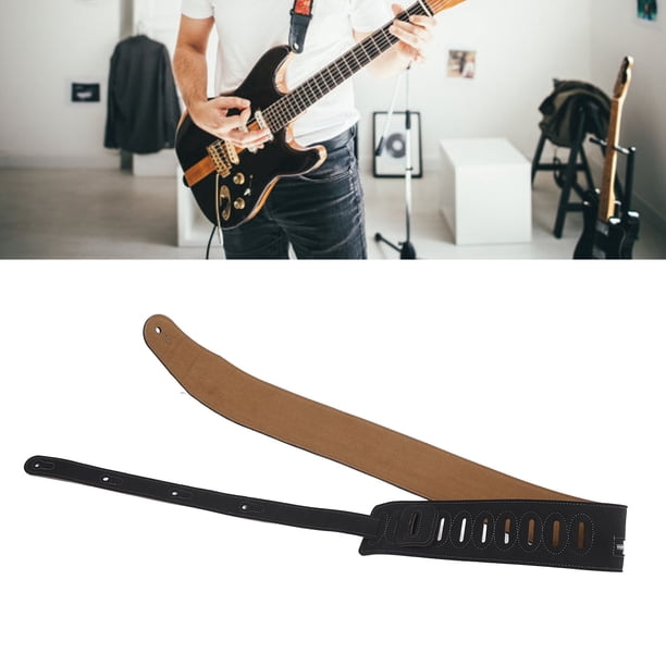 Correa De Guitarra De Cuero Suave Con Cremallera Punk Universal De 2,8 Pulgadas De Ancho Con 10 Orificios De Ajuste Para Guitarras Eléctricas Acústicas Y Bajos