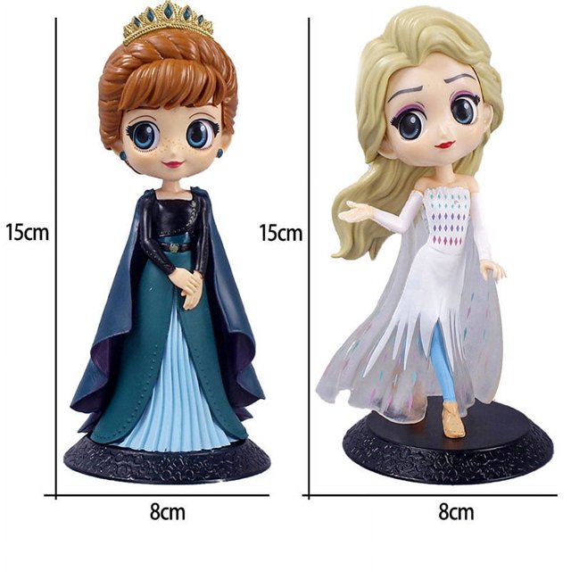 Q Posket-figura de princesa Elsa y Anna de , juguetes modelo GK, adorno de pastel, muñecas, regalos de decoración del hogar, regalos de Navidad, 15CM