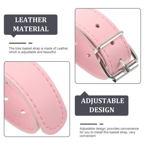 Worgeous White Bike Basket Strap Made of Leather for Fixing Baskets on Bikes and Scooters Adjustable and