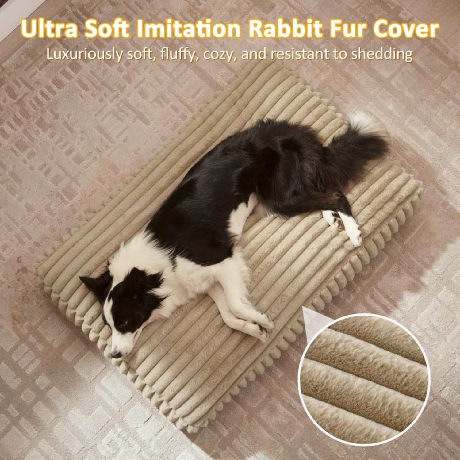 Katieovy Orthopedic Dog Bed for Large Dogs,30*20 inch Large Dog Beds,Washable Dog Beds with Non-Slip Bottom,Khaki