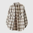 thumbnail image 3 of MELDVDIB Mens Button-Up Plaid Shirts Turndown Collar Oversized Long Sleeve Dress Shirts Light Weight Comfy Work Coats Blouse with Pockets Beige 2XL, 3 of 3