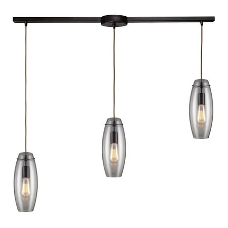 

Menlow Park 3-Light Linear Pendant Fixture in Oiled Bronze with Smoked Glass