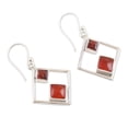 thumbnail image 4 of NOVICA Garnet and carnelian dangle earrings, 'Warm Rhombus', 4 of 7