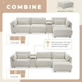 thumbnail image 5 of Harper & Bright Designs L-Shaped Modular Sectional Sofa with Storage Console & Ottoman, 4 Seats Chenille Reversible Couch with USB Charger for Living Room/Apartment, 124'' Beige, 5 of 21