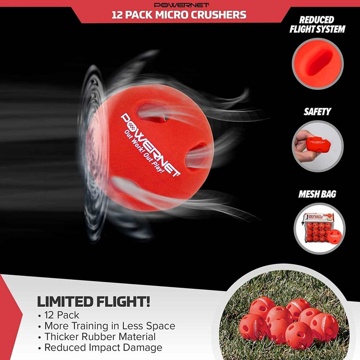 PowerNet Micro Crusher Training Baseballs, Baseball Hitting Trainer Fo - View #14