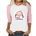 thumbnail image 2 of HOMBOM Womens Raglan Tops Plus Size Pink Pullover Graphic 3/4 Sleeve Xmas Christmas Reindeer T Shirts for Female, 2 of 4