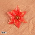 thumbnail image 2 of 24Pcs Christmas Glitter Artificial Poinsettia Flowers Xmas Poinsettia Artificial Wedding Flowers Decorations Xmas Tree Ornaments for Party Favors, 6inch, 2 of 8