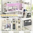 thumbnail image 5 of Homieasy L Shaped Desk with Power Outlet and LED lights, Ergonomic L-Shaped Gaming Desk with Monitor Stand, Reversible Corner Computer Desk with Hutch and Storage Shelf for Home Office, White, 5 of 7