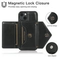 thumbnail image 3 of Wallet Case for iPhone 15, Detachable Crossbody Lanyard Strap PU Leather+Soft TPU Bumper Magnetic Clasp Back Flip Credit Card Slots Kickstand Cover for iPhone 15 - 6.1", Black, 3 of 10