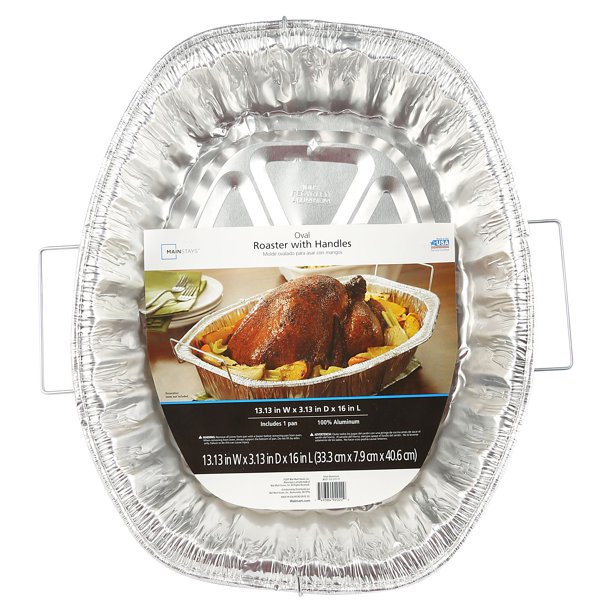 Mainstays Giant Aluminum Foil Oval Roaster Pan with Wire Handles, 1