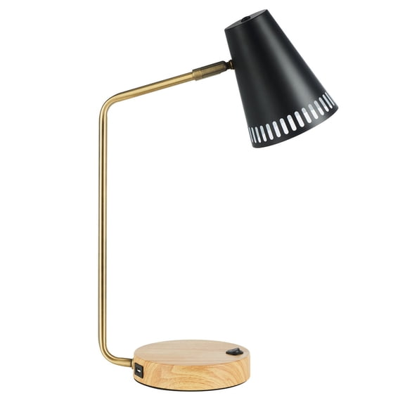 SAFAVIEH Veda Contemporary Chic Table Lamp with USB Port, Gold/Black