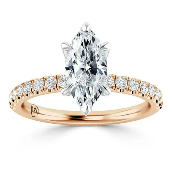 OM-RE 2 Carat Lab Grown Diamond Solitaire Engagement Ring, 14K Rose Gold