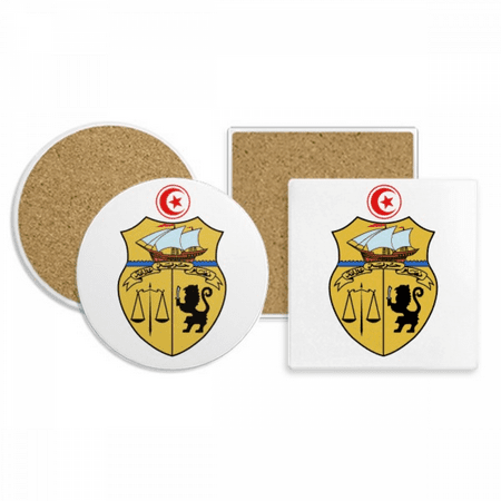 

Tunisia Asia National Emblem Coaster Cup Mug Holder Absorbent Stone Cork Base Set