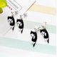 thumbnail image 3 of pares de aretes de dibujos animados de anime, aretes de estudiante con forma de gatito y animal, aretes de moda pop, color negro ------Código de producto 72014, 3 of 3