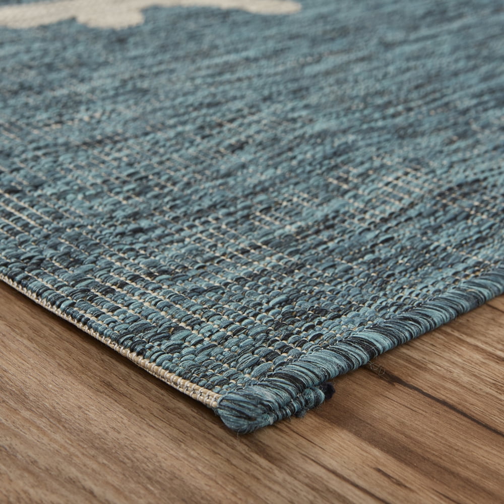 Ox Bay Carmindy Coastal Coral Reef Indoor / Outdoor Area Rug, Blue/Gray, 5' x 7'