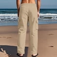 thumbnail image 7 of Nestiefly Men's Cotton Linen Pants, Summer Casual Loose Fit Beach Trousers with Elastic Waist Drawstring & Deep Pockets 2026 Khaki L, 7 of 7