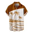 thumbnail image 1 of Camisas De Lino Para Hombre Camisa de manga corta con estampado digital 3d de ocio de tendencia de moda de playa de turismo de vacaciones de verano para hombres (Coffee, 3XL), 1 of 3
