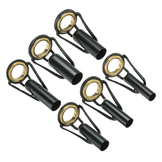 Unique Bargains Kit de Réparation de Pointe de Canne à Pêche en Acier Inoxydable 4-6.5mm, Remplacement de Guide d'Anneau de Canne pour Pêche, Doré 6 Pack