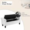 thumbnail image 3 of AVAWING Upgraded Armed Storage Bench, Leather Upholstered Ottoman for Living Room & Bedroom, White, 3 of 9