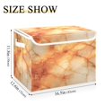 thumbnail image 3 of Large Collapsible Storage Box Flip Lid Fabric Decorative Organizer Container Basket with Handles 16.5×12.6×11.8in Orange Marble Crack, 3 of 7