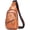 Brown, variant on Leather Sling Bag for Men Crossbody Backpack with USB Charging Port Casual Daypack for Hiking Shoulder & Chest Bag Purse (Brown)