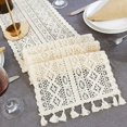 thumbnail image 1 of Table Runner, Cotton Crochet Lace Table Runner With Tassels, Vintage Wedding Table Runner Bohemians Dining Room Style, 1 of 5