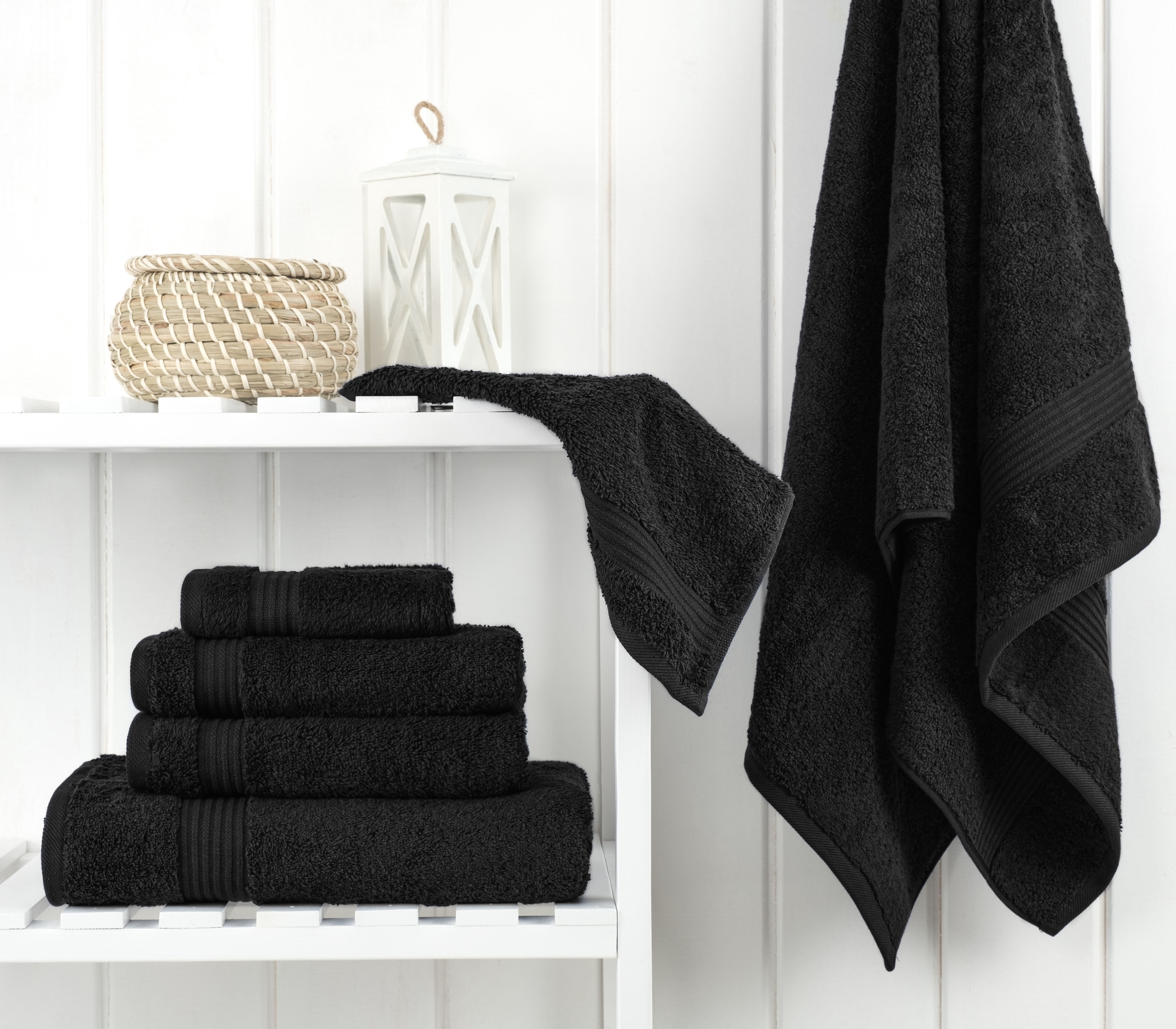 Cotton Paradise 100% Cotton 6 Piece Towel Set, Soft Absorbent Quick Dry Towels for Bathroom, Black